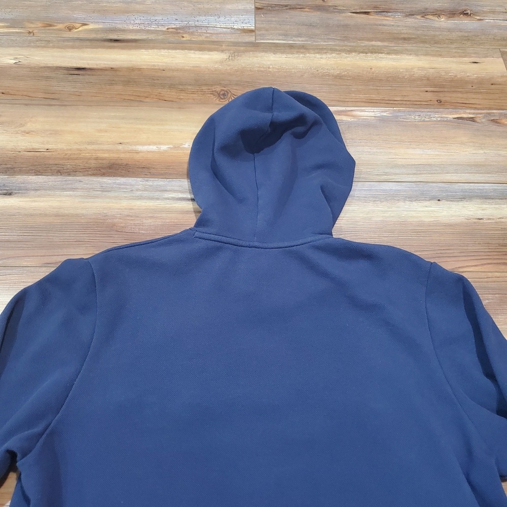 Under Armour Mens Size M Rival Terry Waffle Knit Thermal Hoodie Navy Blue Loose - Picture 10 of 11